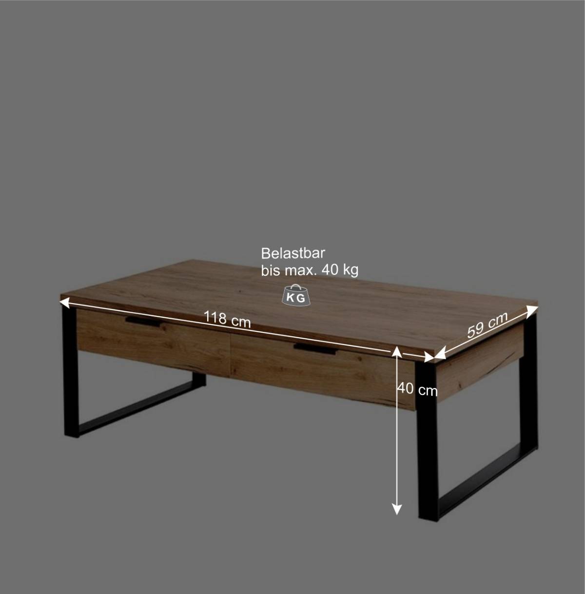 Wohnzimmer Tisch mit zwei Schubladen - Ilvensa