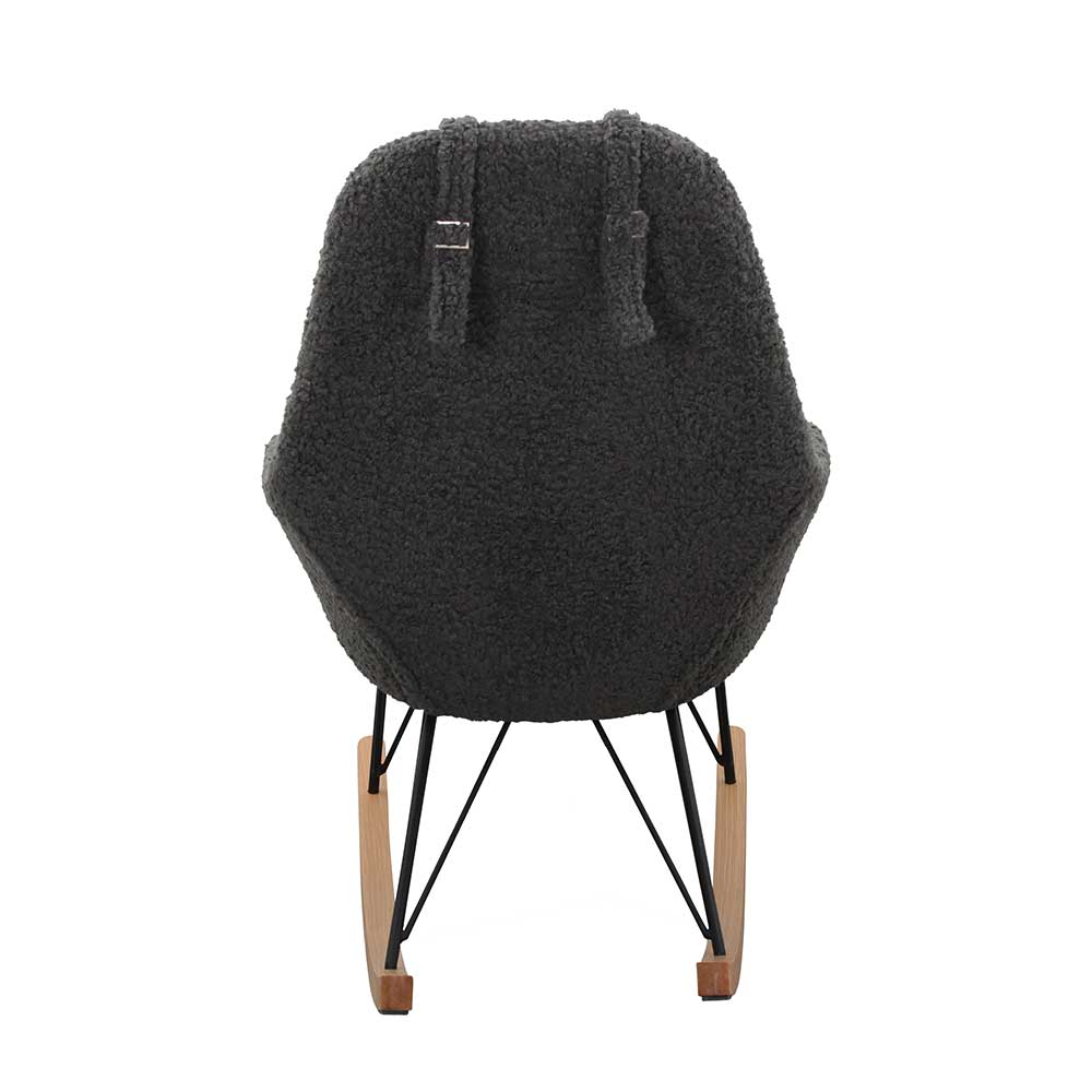 Eleganter Schaukelstuhl grau aus Teddyplüsch mit verstellbarem Kopfteil hinten – Sinasessa