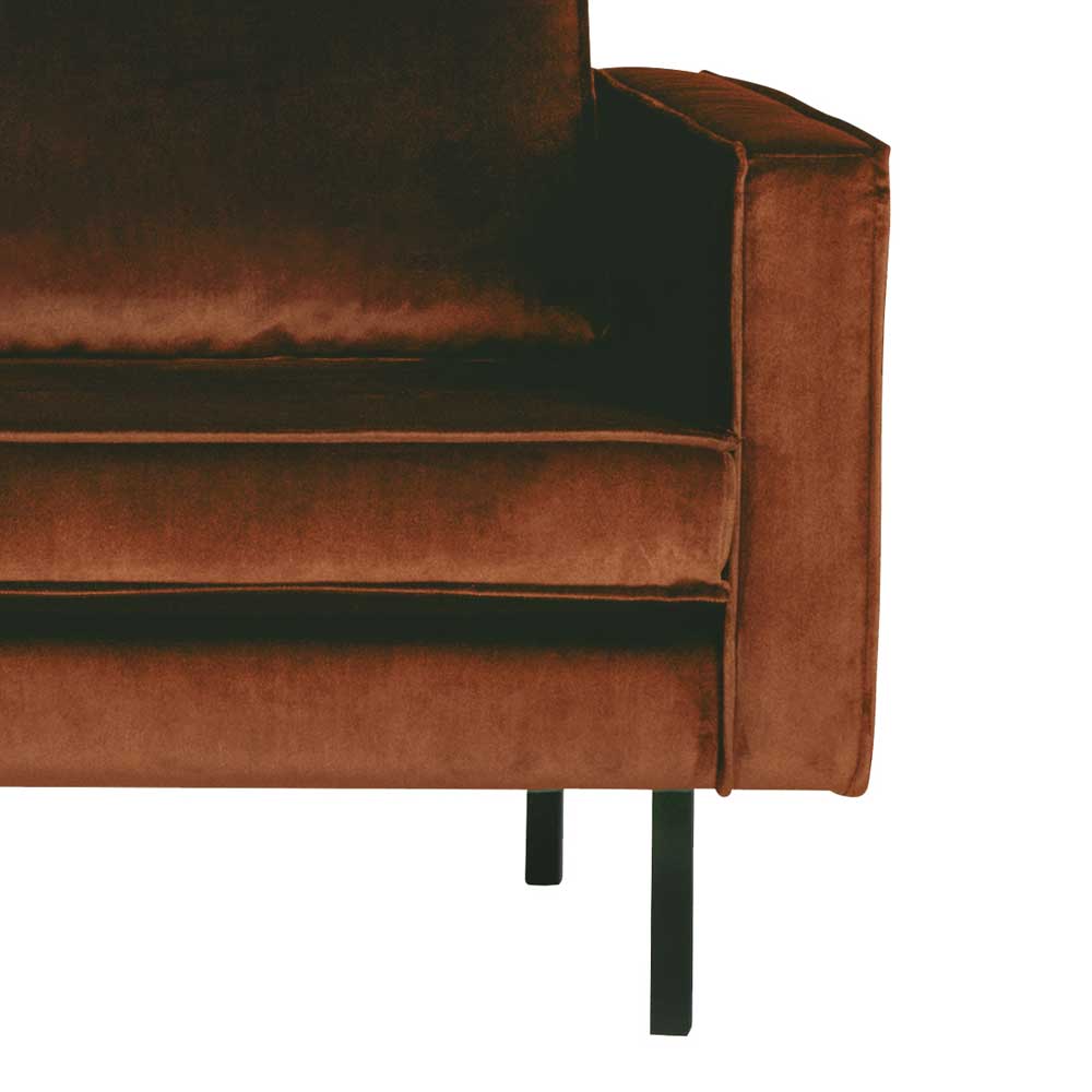Rostbraunes Retrosofa Recamiere Naryon mit Metallbeinen Schwarz