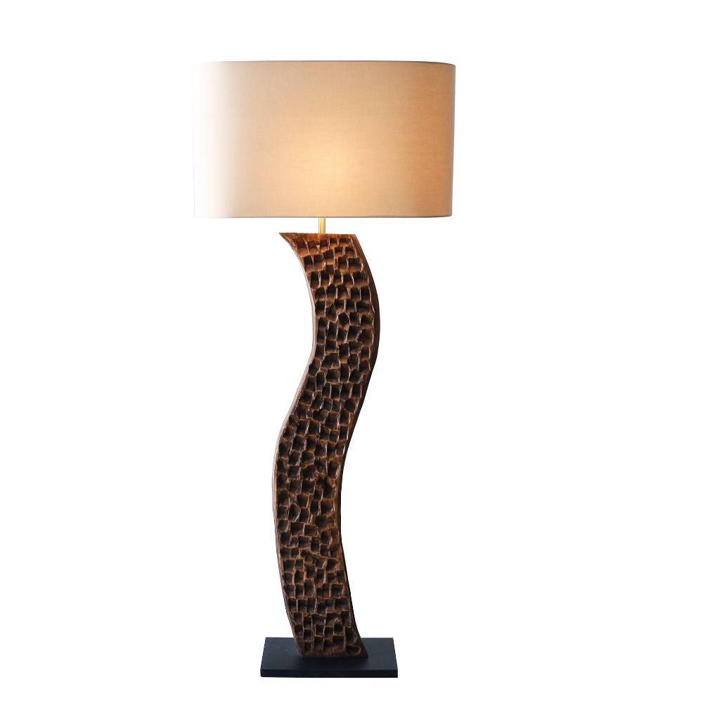 Design-Stehleuchte mit Holzstele - Cablus