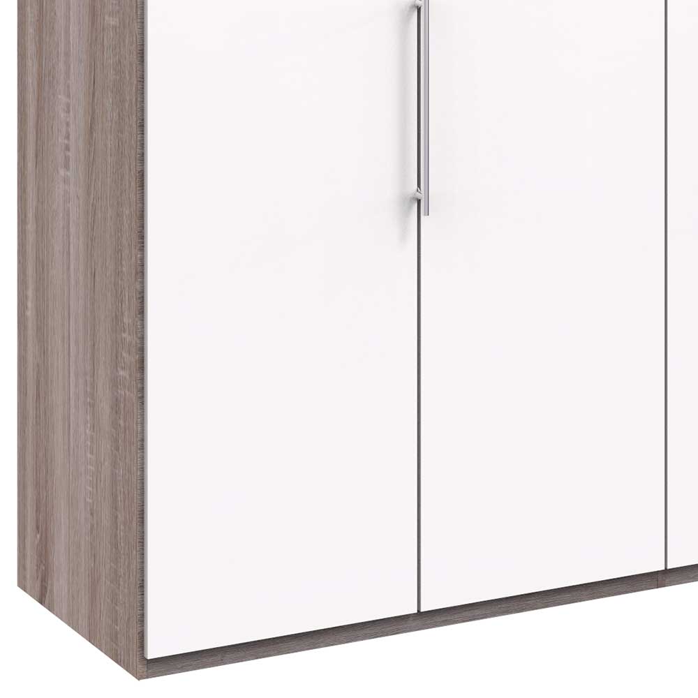 Breiter Schlafzimmerschrank mit weißen Falttüren - Tivierto