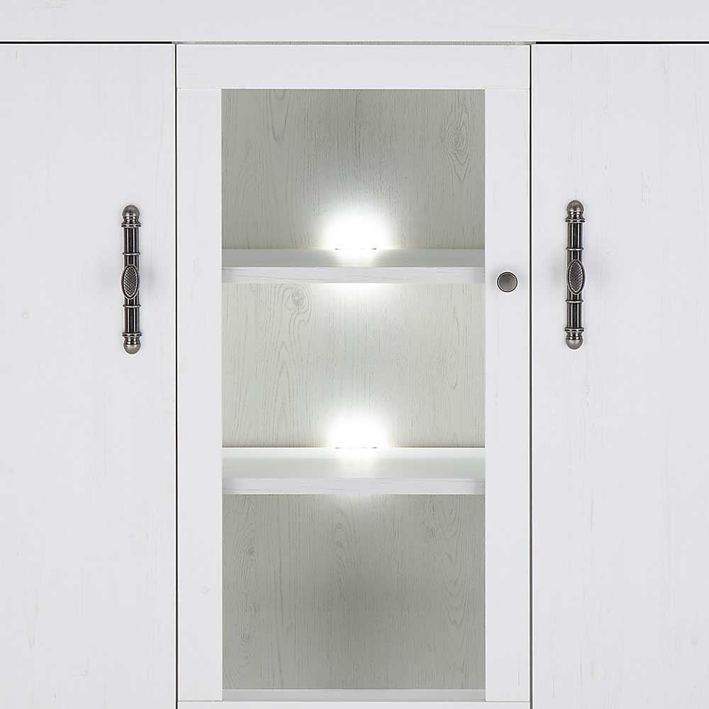 Highboard Vitrine in weißer Holzoptik Pinie - Liancos