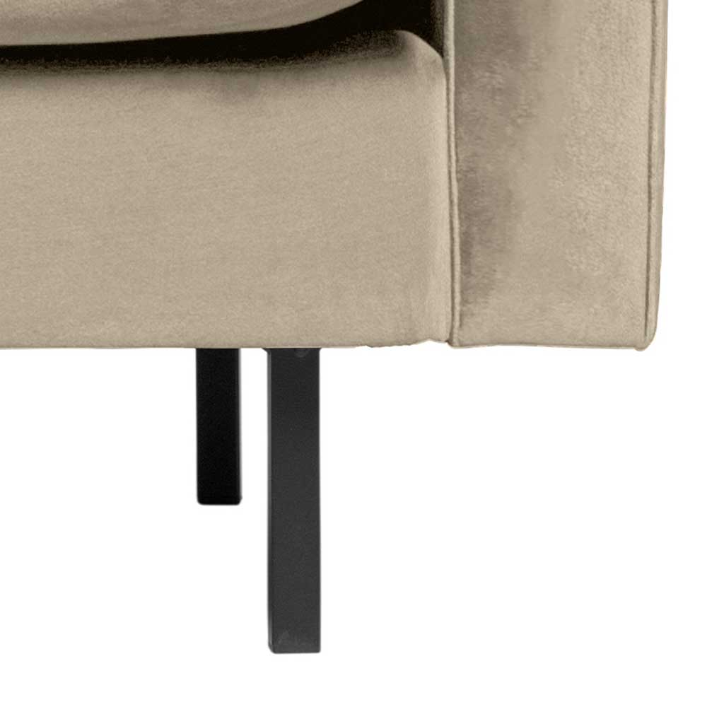 Robuste schwarze Metallfüße des modernen Polstersessels in Khaki Samt – Afeiro