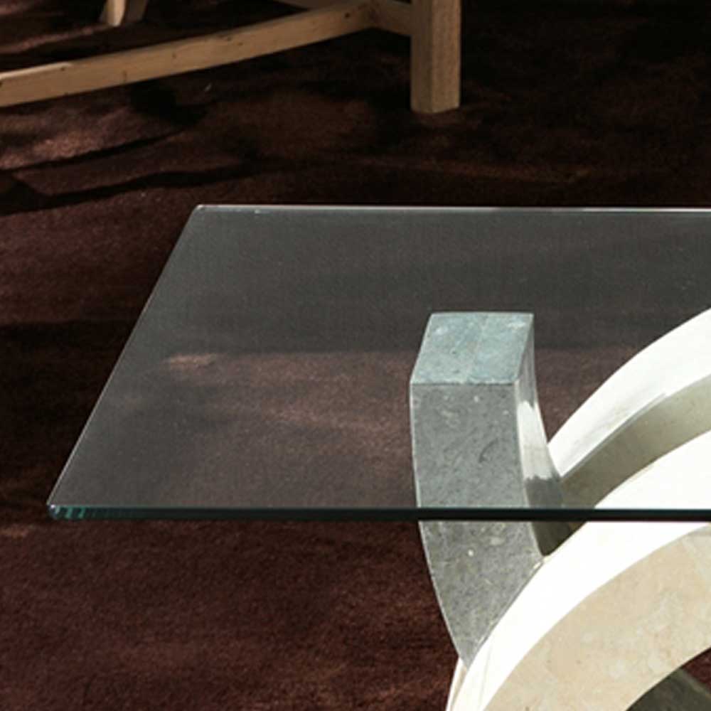 Glas Couchtisch Andiano in Creme Grau