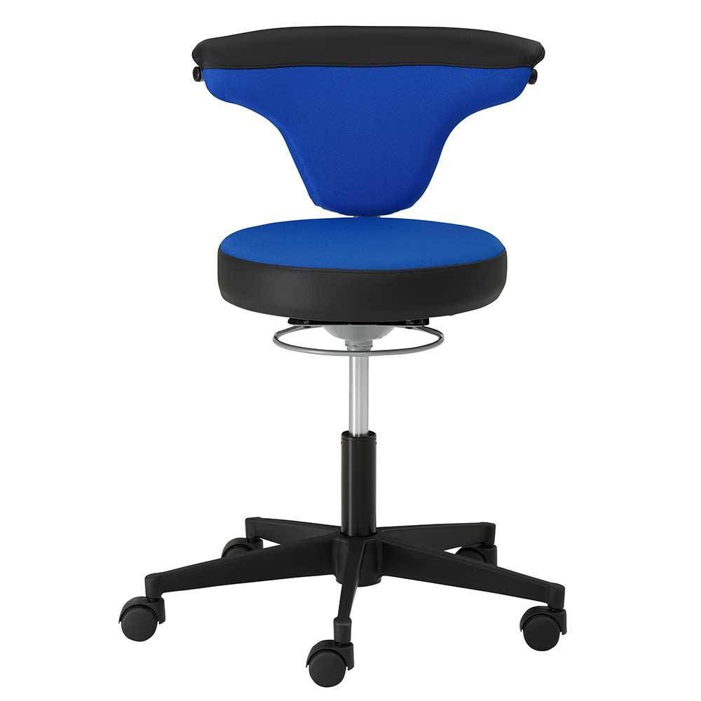 Bürohocker mit Lehne in Dunkelblau & Schwarz - Kanellas