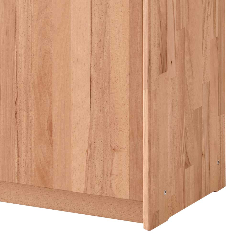 Sockel und Seitenwand des Büroschranks aus Kernbuche Massivholz mit schöner Maserung – Senklas