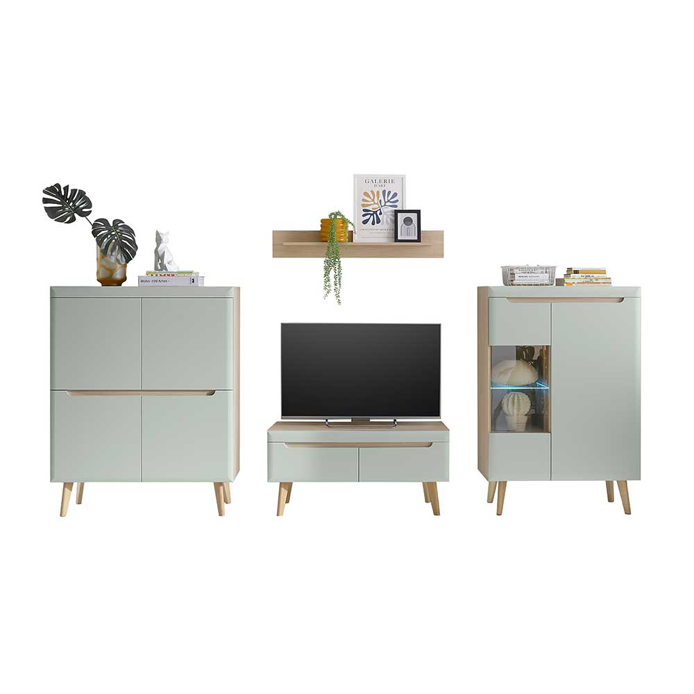 Scandi Chic Wohnzimmermöbel Wohnwand - Armina (vierteilig)