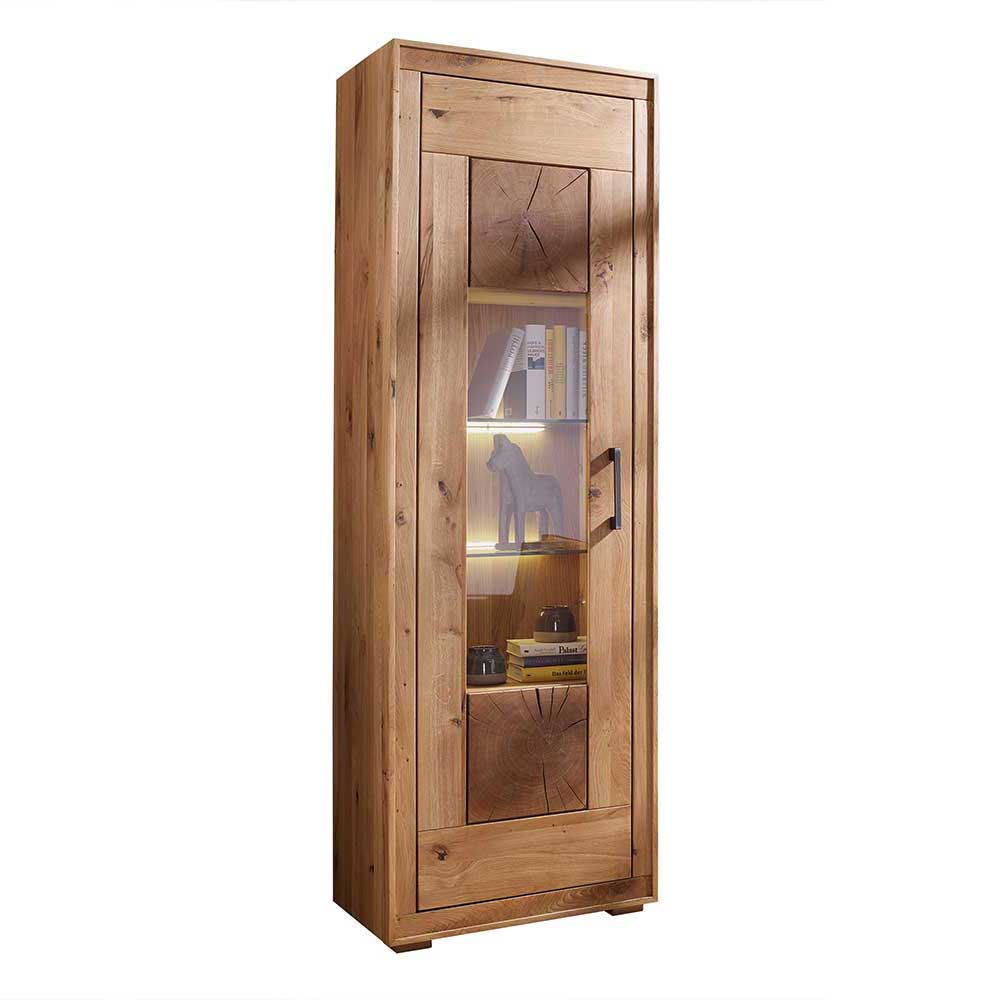 Wildeiche Vitrine Troncon mit 201 cm Höhe