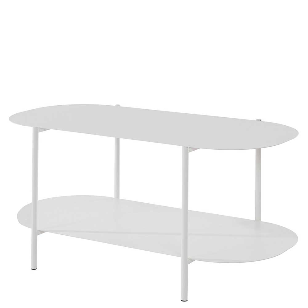 100x45x50 Metall Couchtisch in Oval mit Ablage - Luzifina