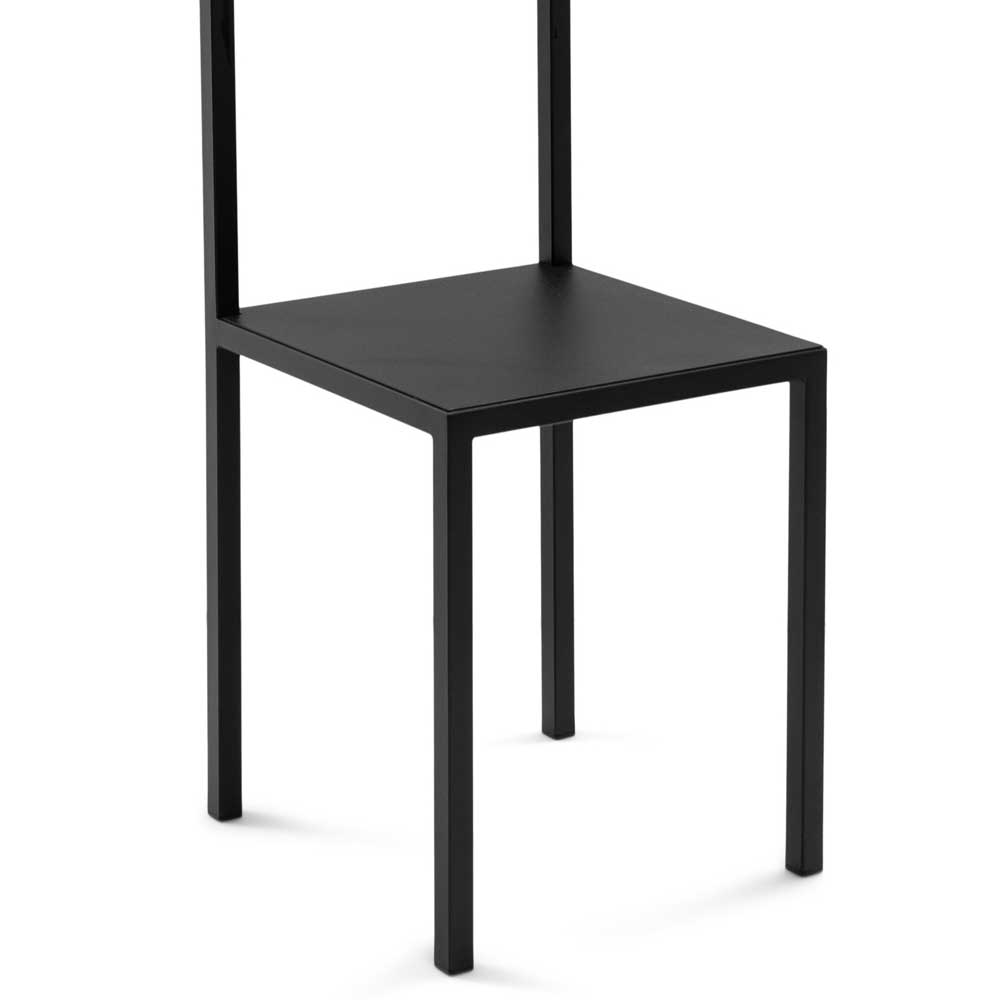 Schwarzer Herrendiener im Stuhldesign aus Metall mit quadratischer Sitzfläche und schlanken Beinen – Four
