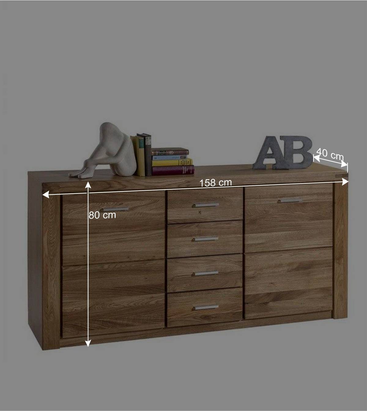 158x80x40 Holz Sideboard aus Wildeiche - Maila