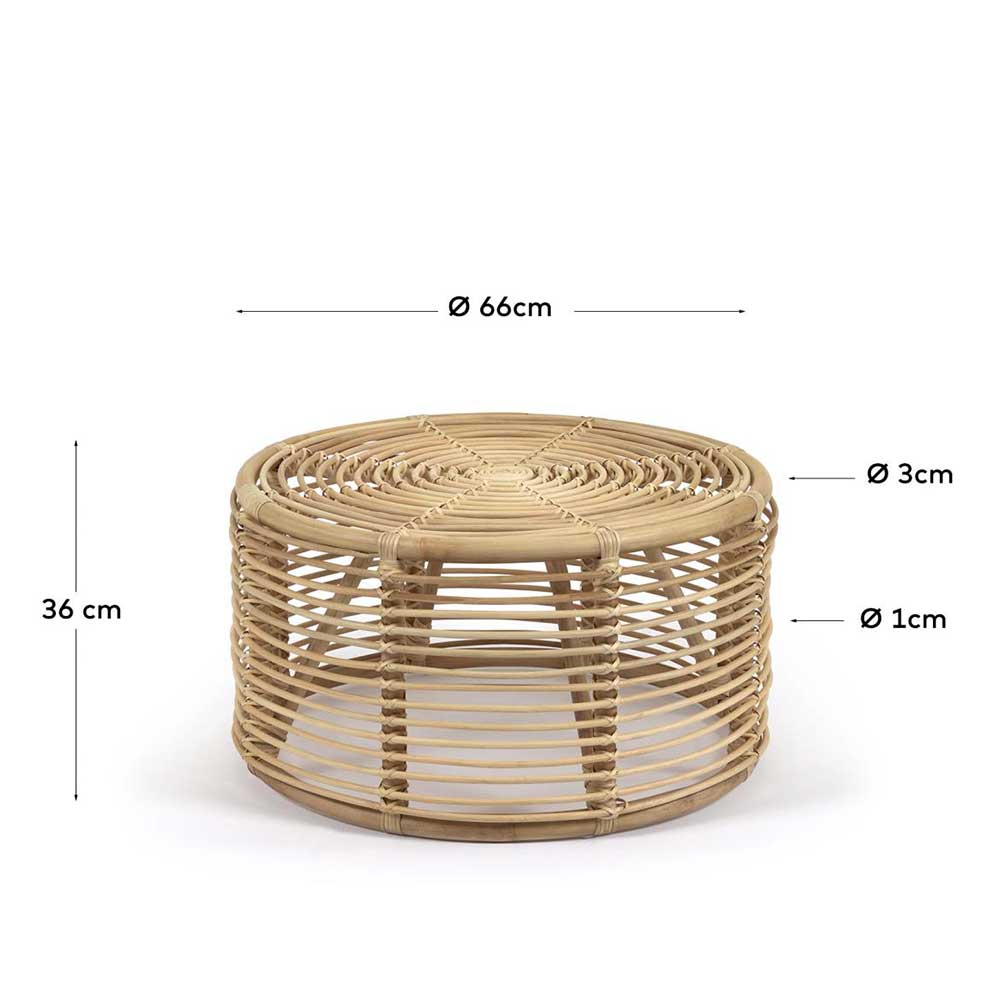 66x36x66 Couchtisch aus Rattan Geflecht - Phildel