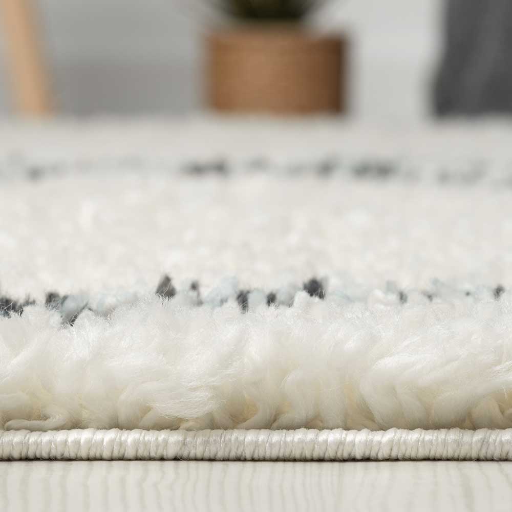 Hochflor Teppich in Creme und Schwarz - You