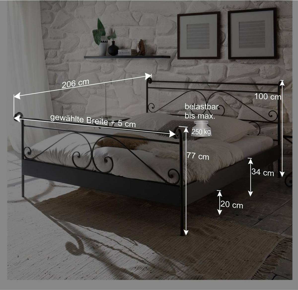 Doppelbett Mohammed in Schwarz