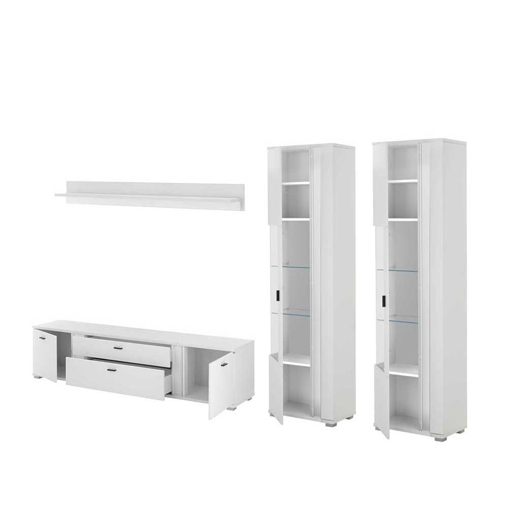 TV Wohnwandmöbel in Weiß Set - Tirol (vierteilig)