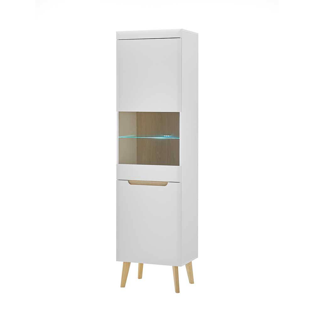 Vitrinenschrank in Weiß mit Eiche - Ginko
