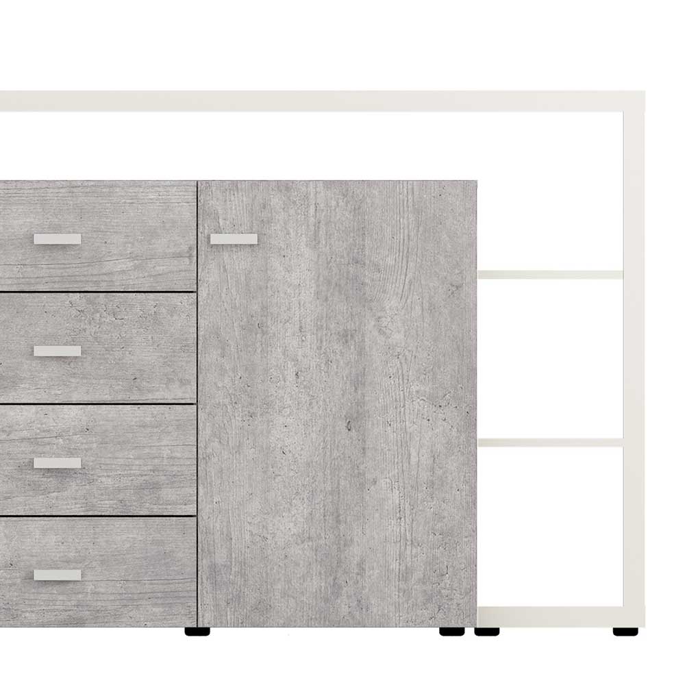Design Sideboard in Beton Optik & Weiß - Venatio
