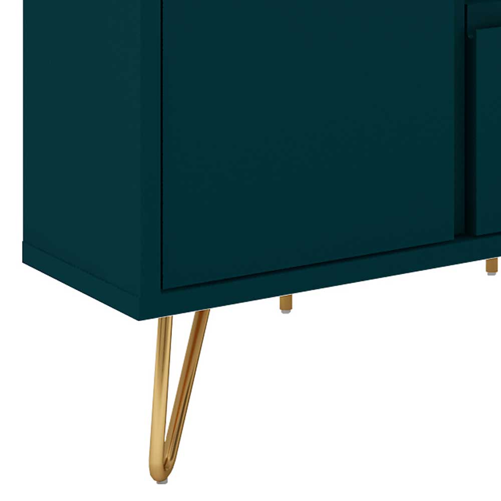 100x58x50 TV Eckschrank in Petrol & Gold - Cross