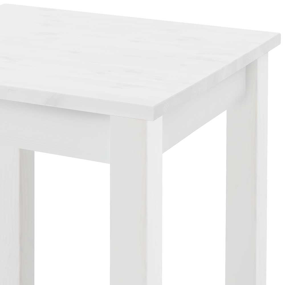 Hochtisch aus weißem Kiefer Massivholz - Zanaris