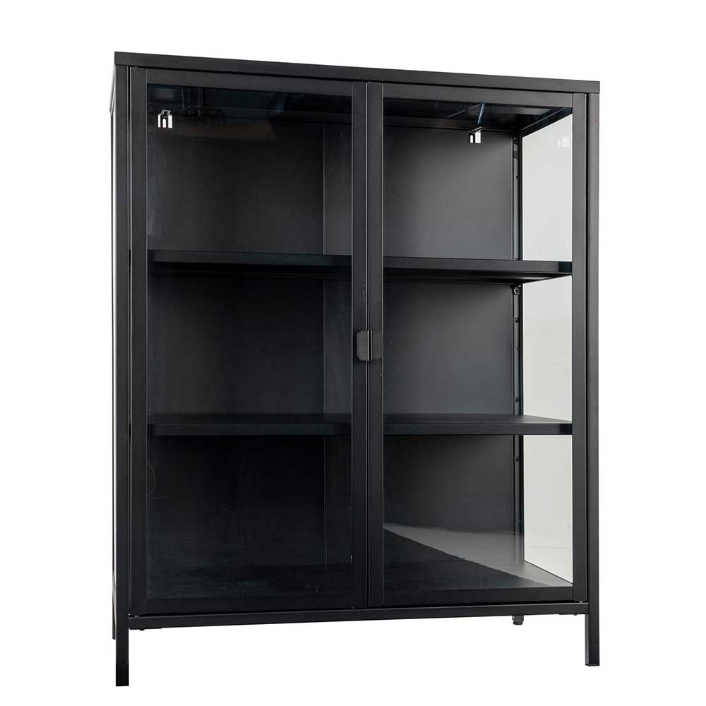 80x102x40 Highboard Vitrine aus Glas & Stahl - Immy