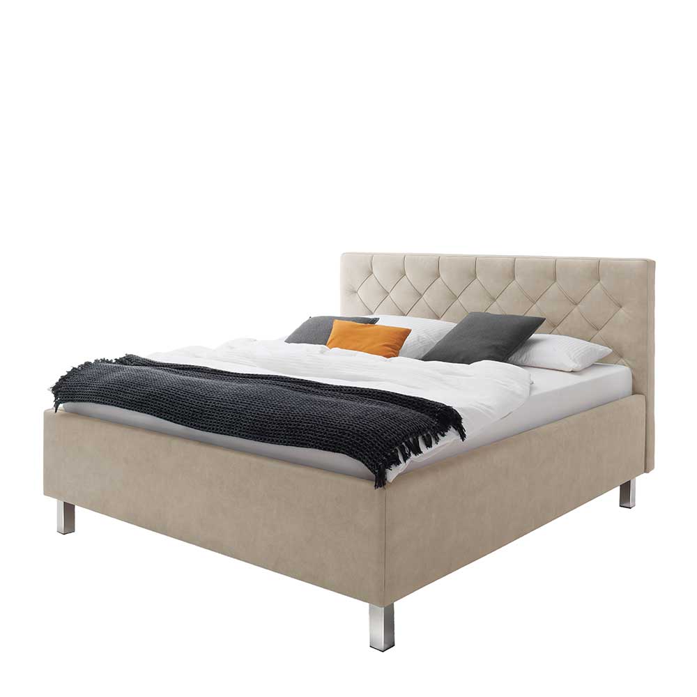 Bettkasten Bett in Beige Microfaser - Croscony