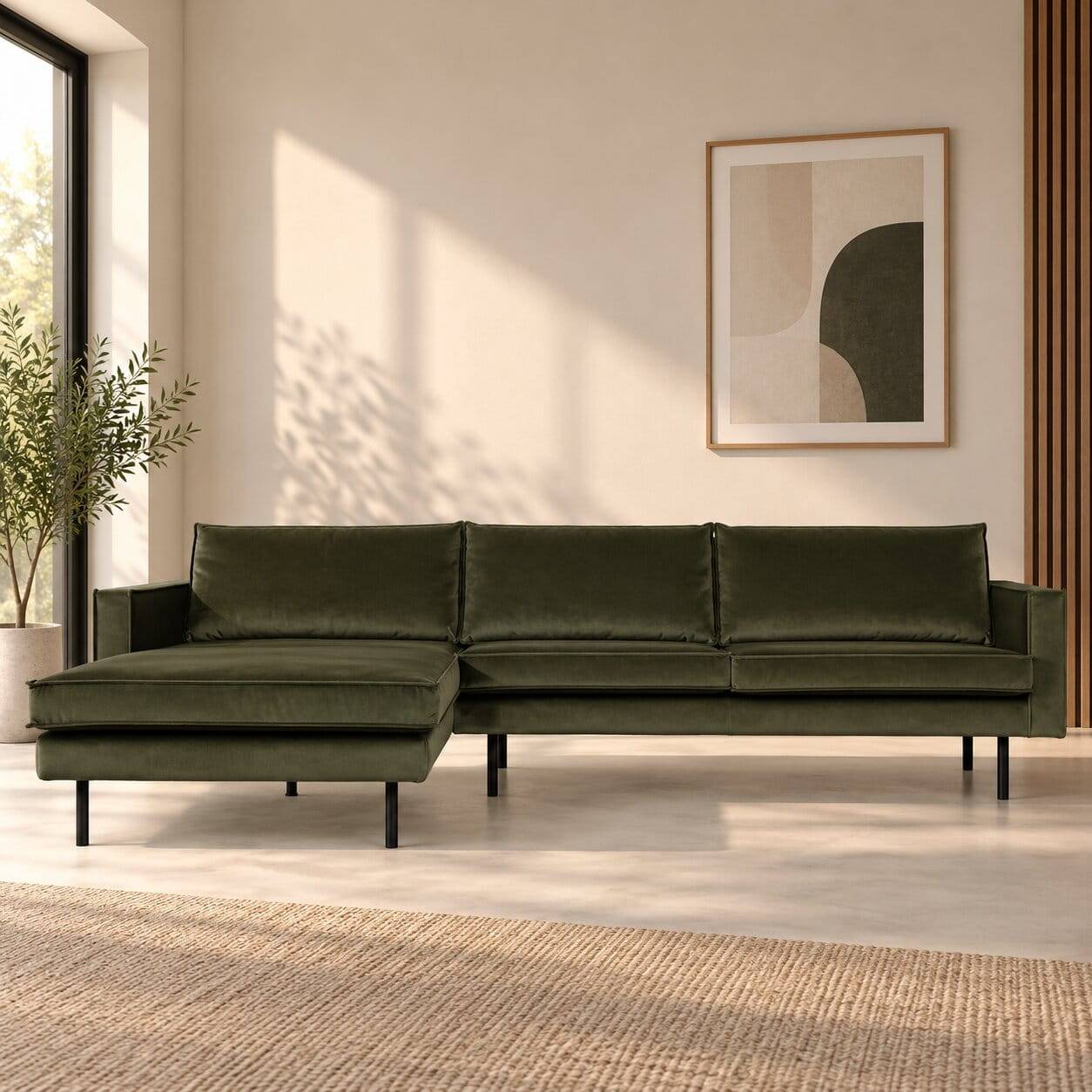 Eckcouch in Dunkelgrün Velvet - Mapel