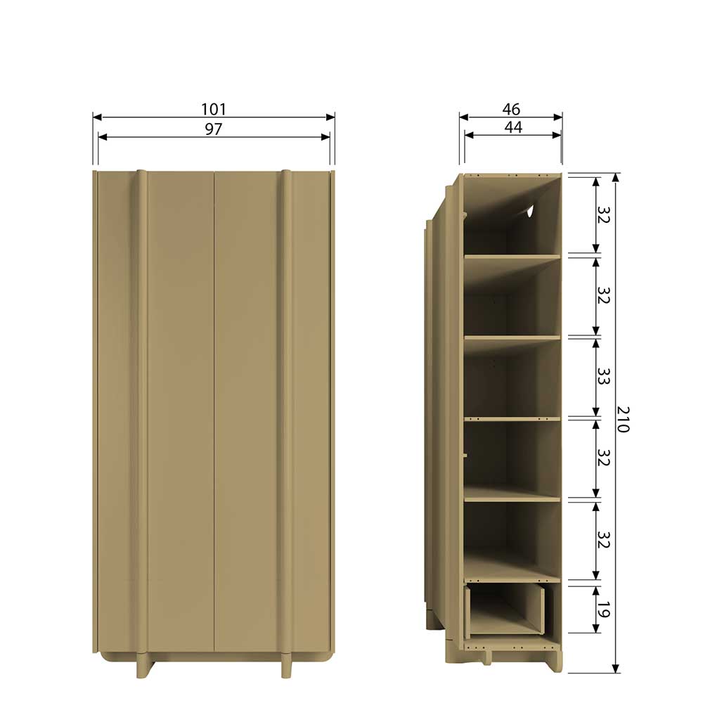 Funktioneller Schrank in Khaki - Biledda