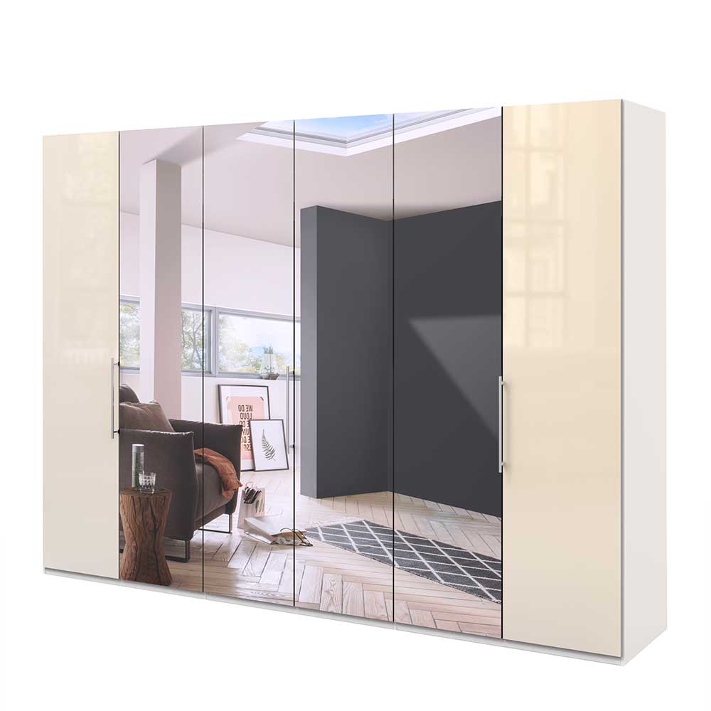3-türiger Schlafzimmerschrank mit Spiegel & Glas Front - Zidarie