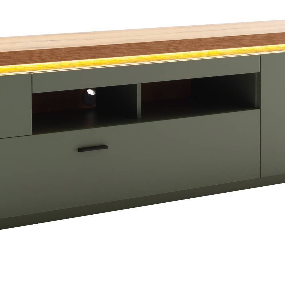 TV Lowboard in Graugrün und Eiche - Kwin