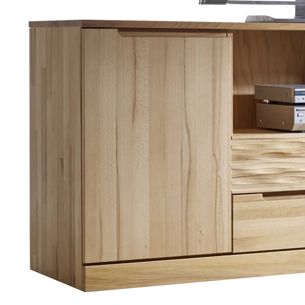 Massivholz TV Board aus Kernbuche mit geschlossener Holztür und sichtbarer natürlicher Maserung – Wahano