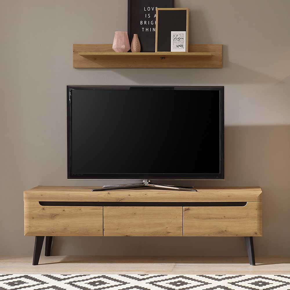 TV Möbel in Eiche Optik für das Wohnzimmer mit viel Ablagefläche und Stauraum – Olcian
