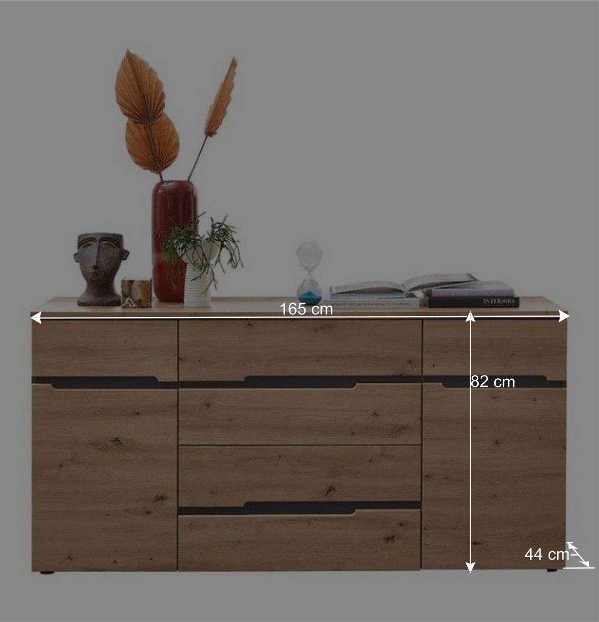 Sideboard in Wildeiche & Dunkelgrau - Kuetra