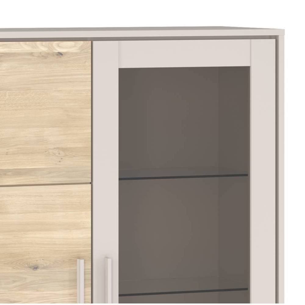 2-türige Highboard Vitrine in Kreideweiß - Loca