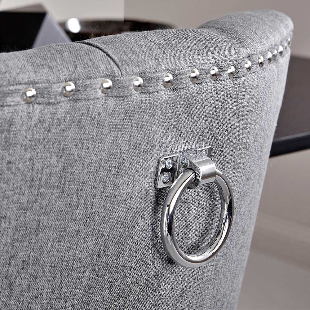 Chesterfield Stuhl in Grau meliert und Schwarz - Menton