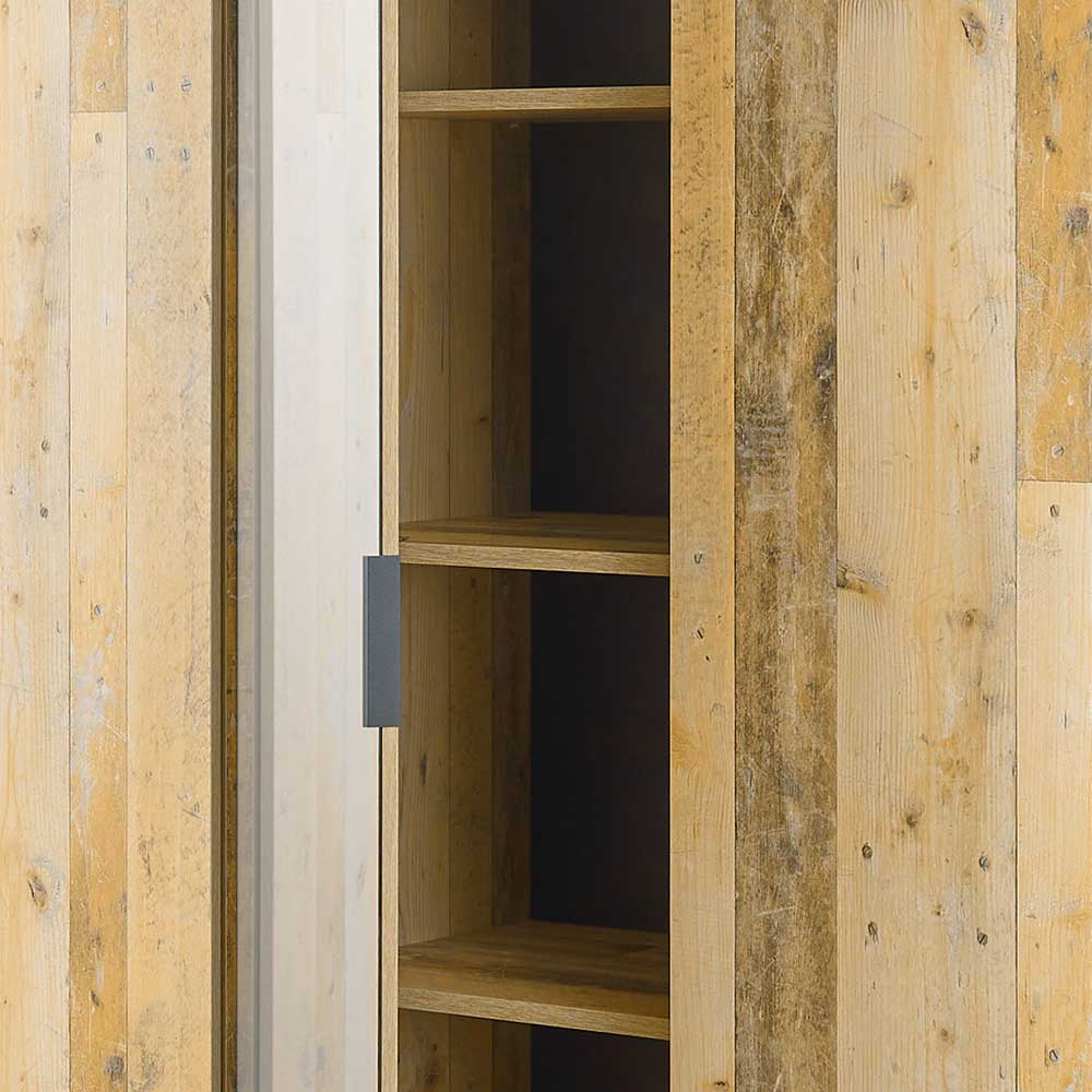 Kleiderschrank in Altholz Optik & Anthrazit - Naiavio