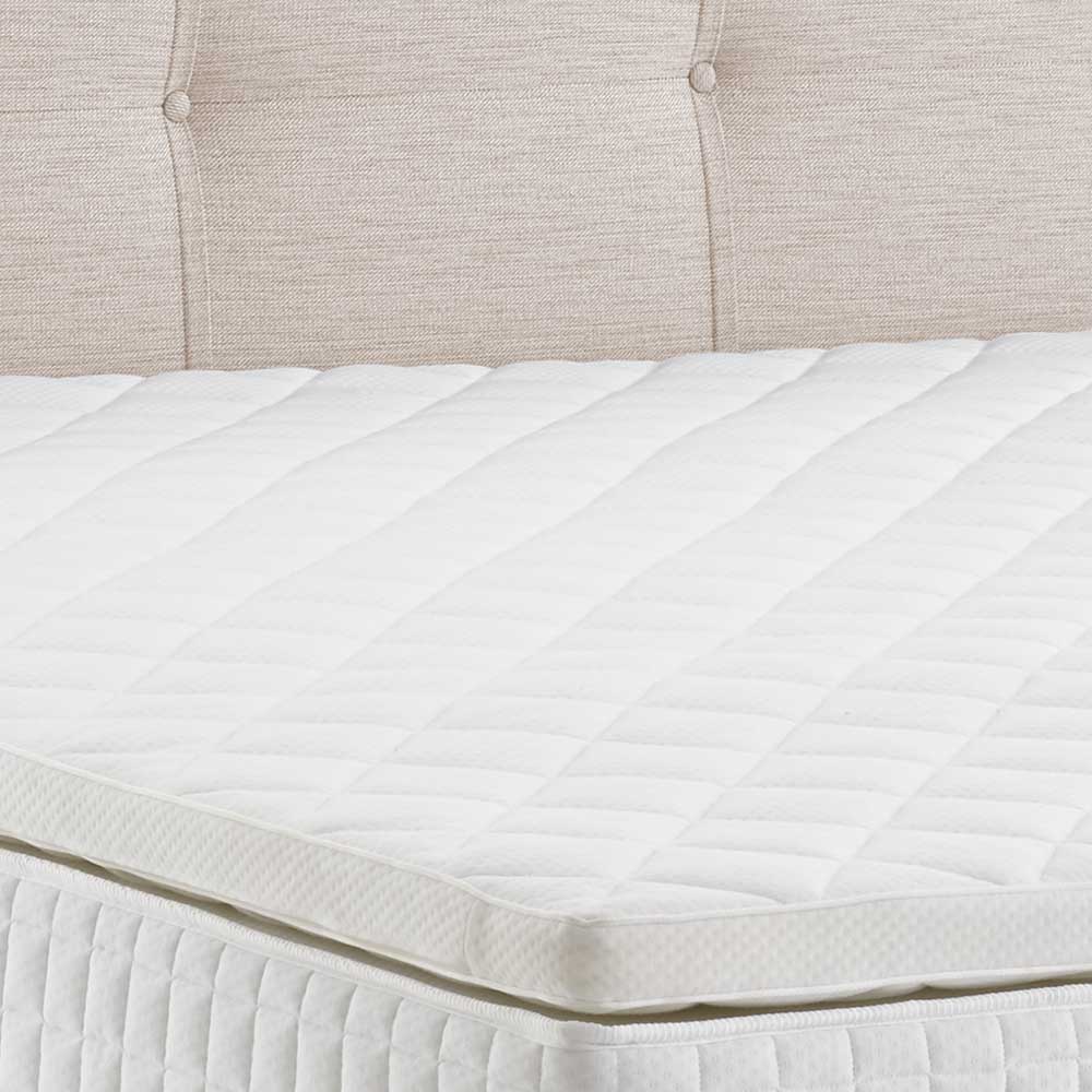 Beigefarbenes Boxspringbett mit Topper - Mocina