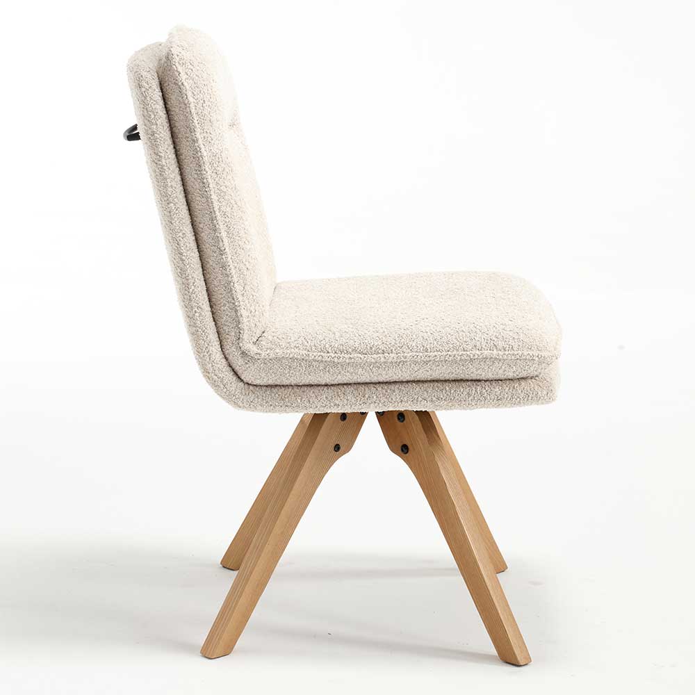 Boucle Stuhl mit Holz Drehgestell - Beluah (2er Set)