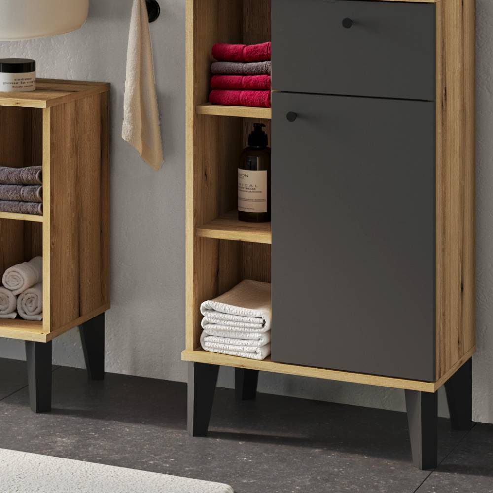 Kompletteinrichtung Badezimmer in Grau - Niniana (fünfteilig)