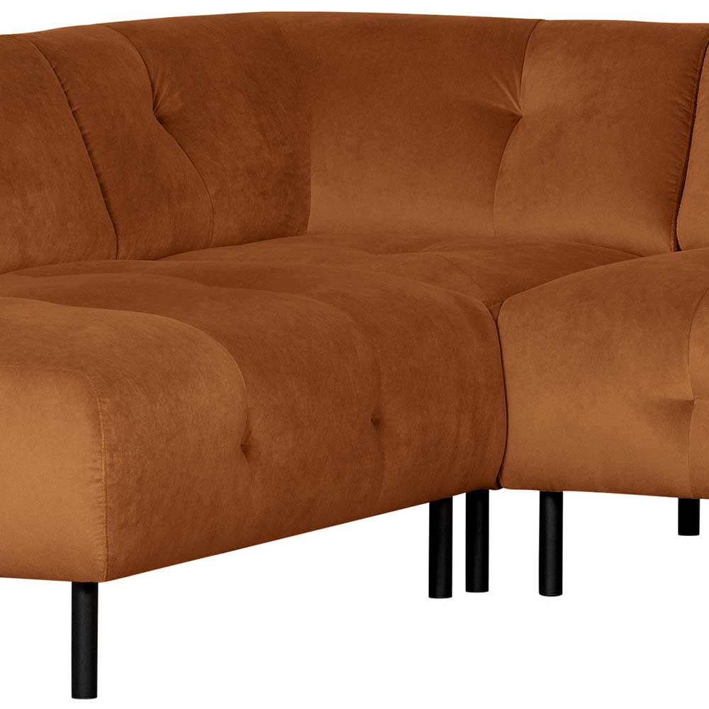 L-Form Couch in Hellbraun Samtbezug - Ulrike