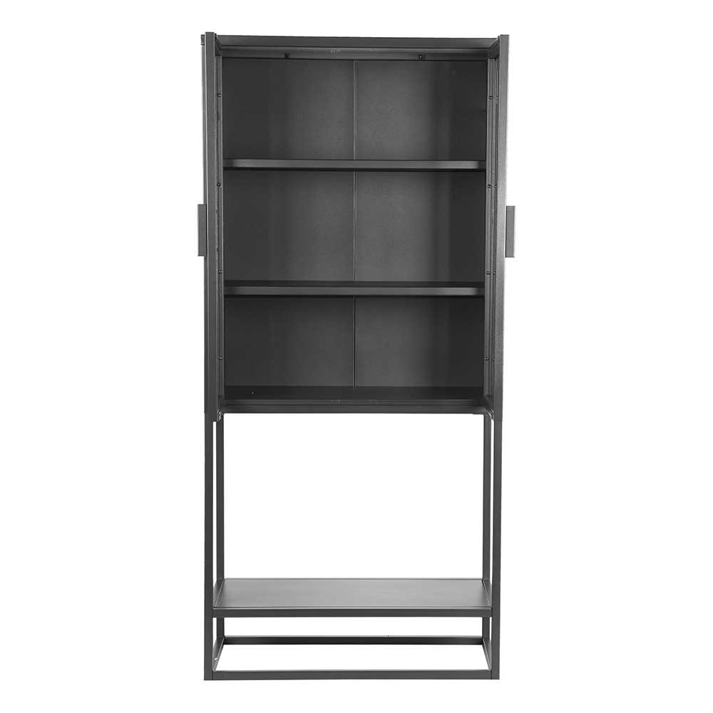 Industrial Metallvitrine in Schwarz lackiert - Endja