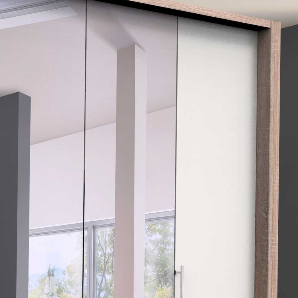 Gleittüren-Kleiderschrank in Weiß mit Spiegel - Vaclyn