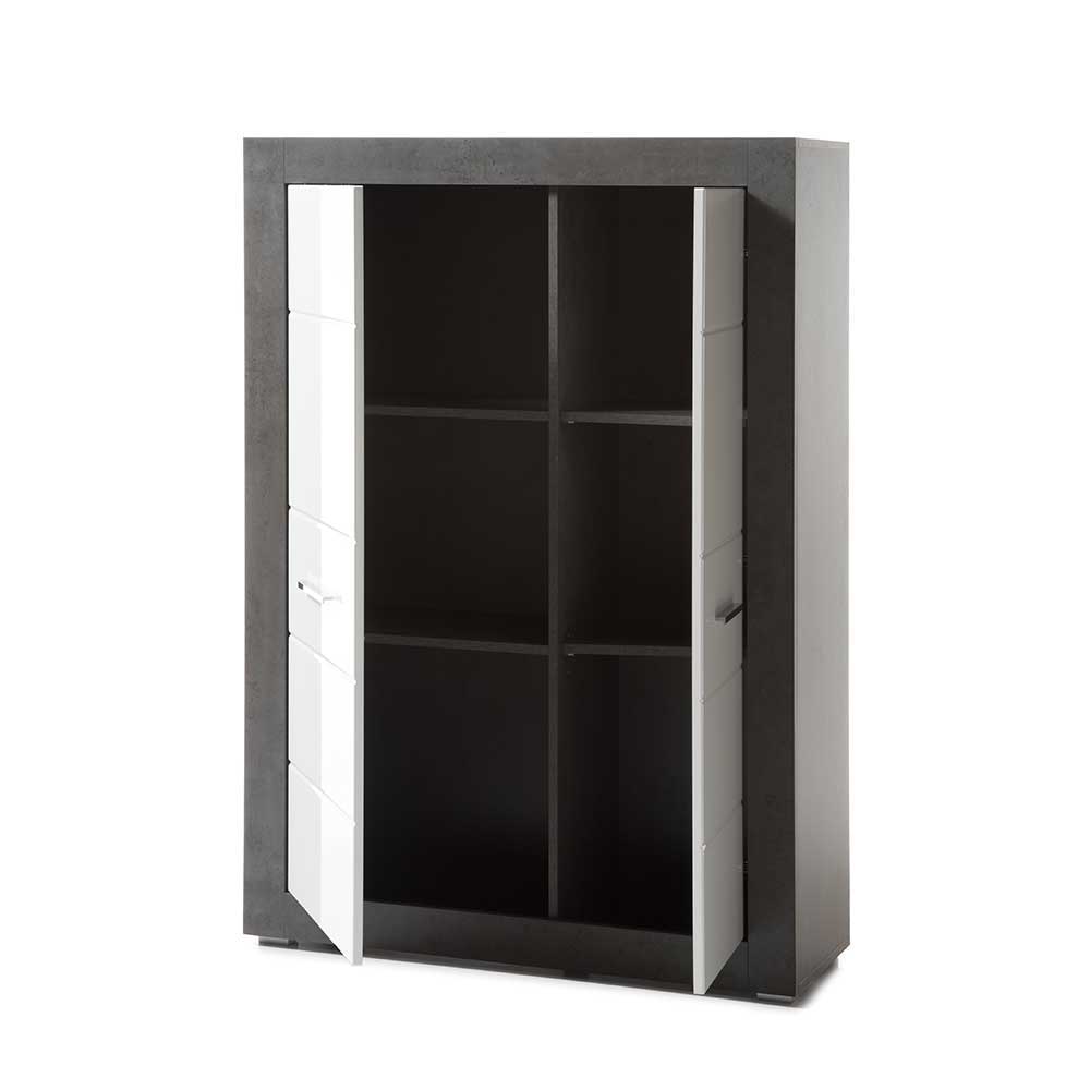 Moderne TV Anbauwand zweifarbig - Istensa (vierteilig)