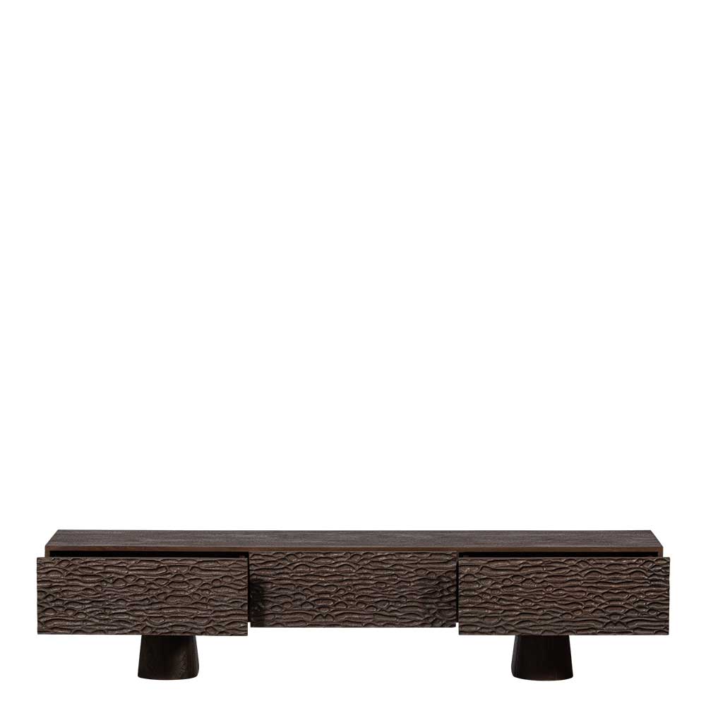 Design TV Lowboard aus Mangoholz in Walnuss Braun - Glancossa