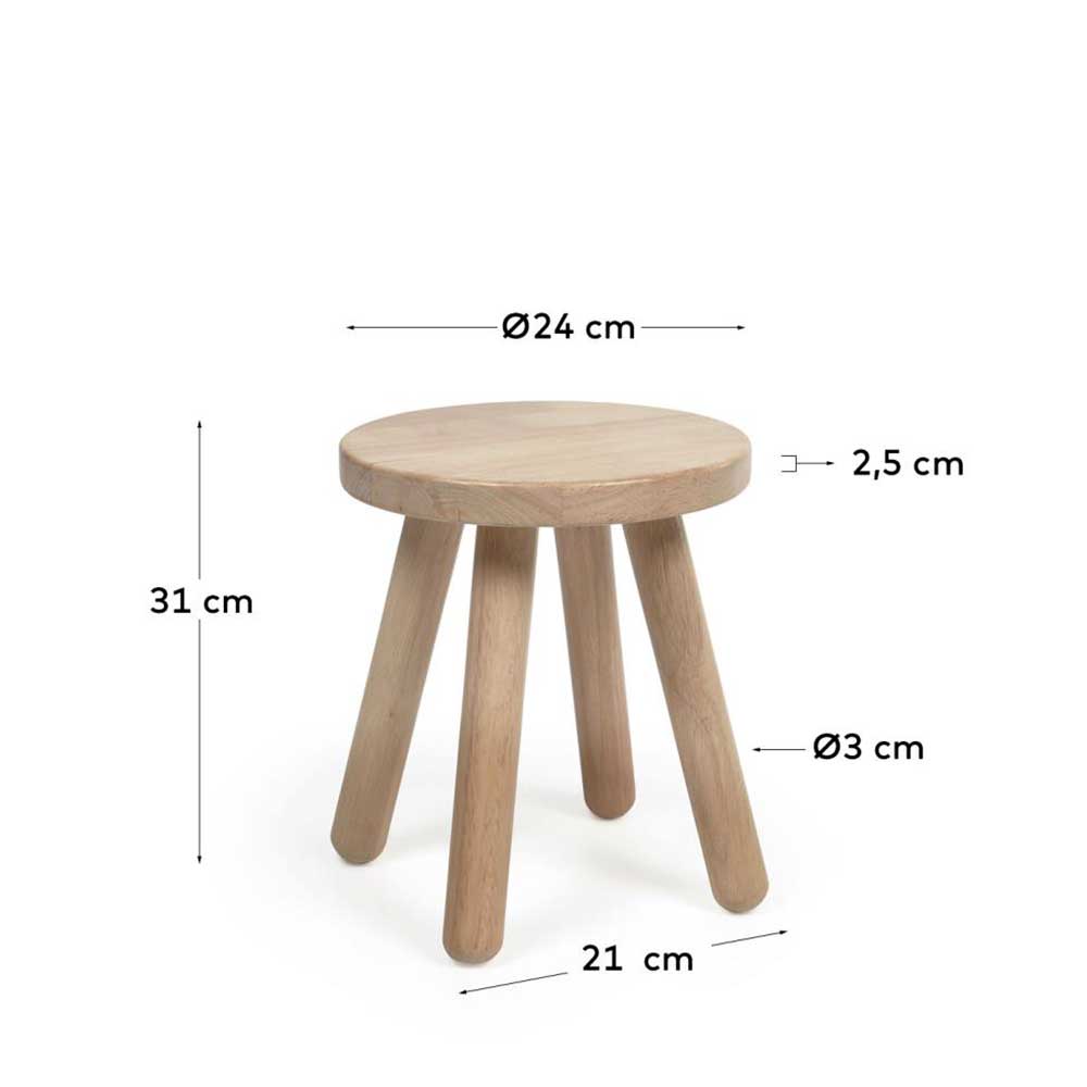 Kinderzimmer Holzhocker aus Gummibaum - Ivano