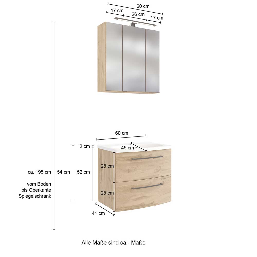 Waschkonsole & Spiegelschrank Kombi - Arazony (zweiteilig)