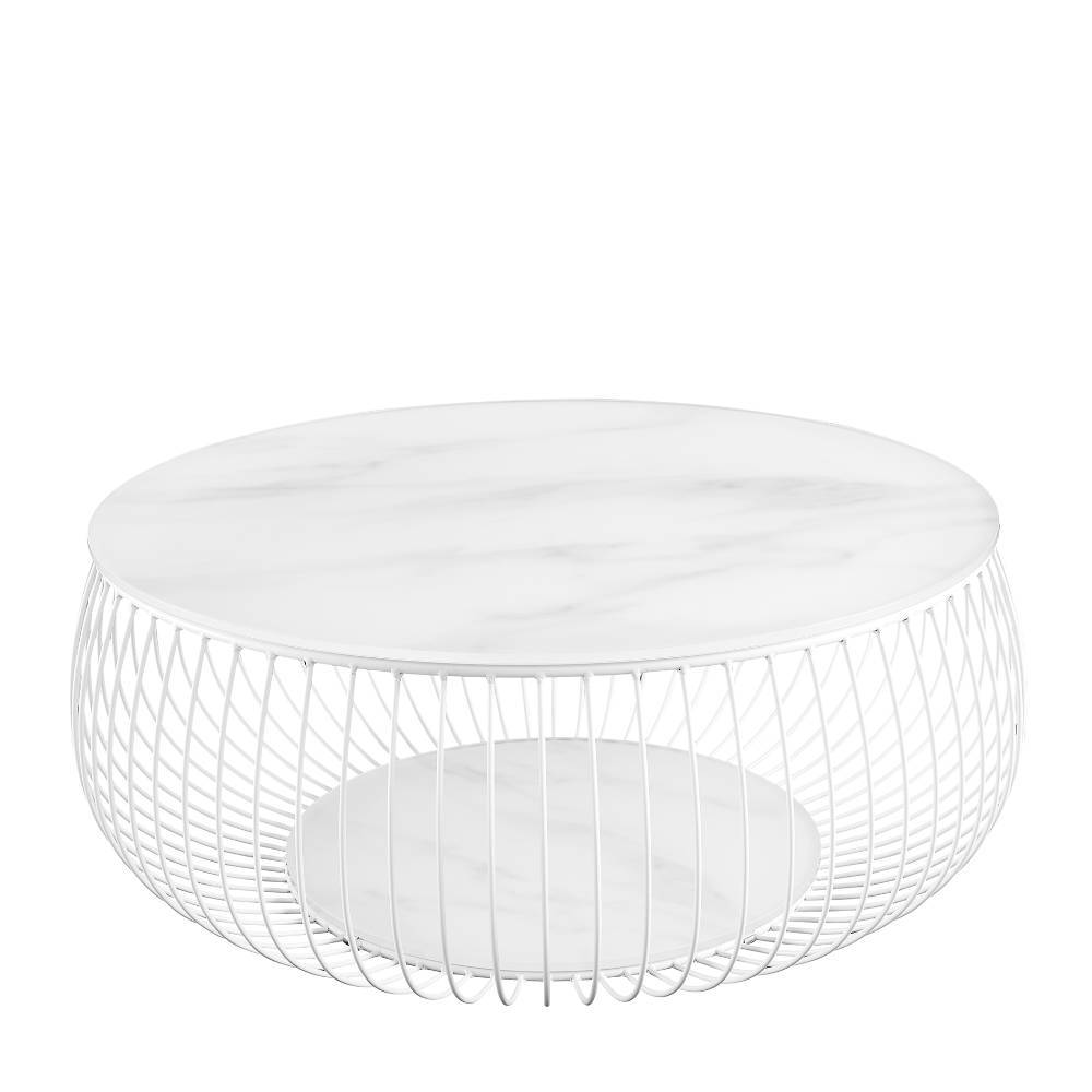 Scandi Couchtisch mit Glasplatte Marmor Optik - Curres