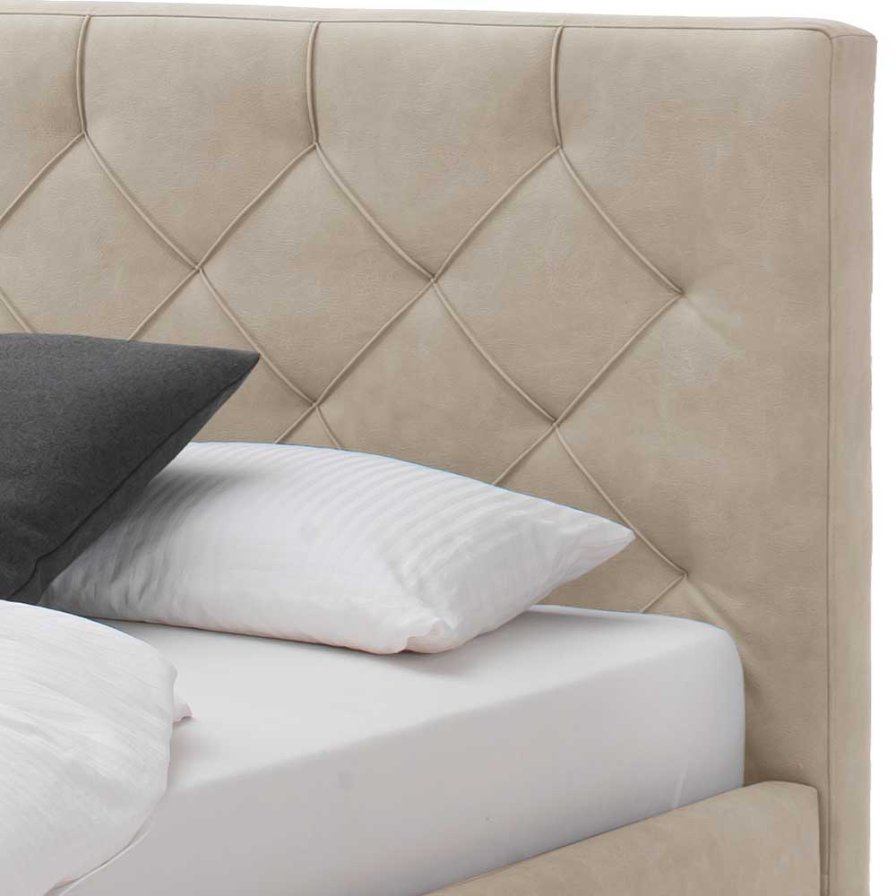 Stauraum Stoffbett in Beige & Eiche - Matrix