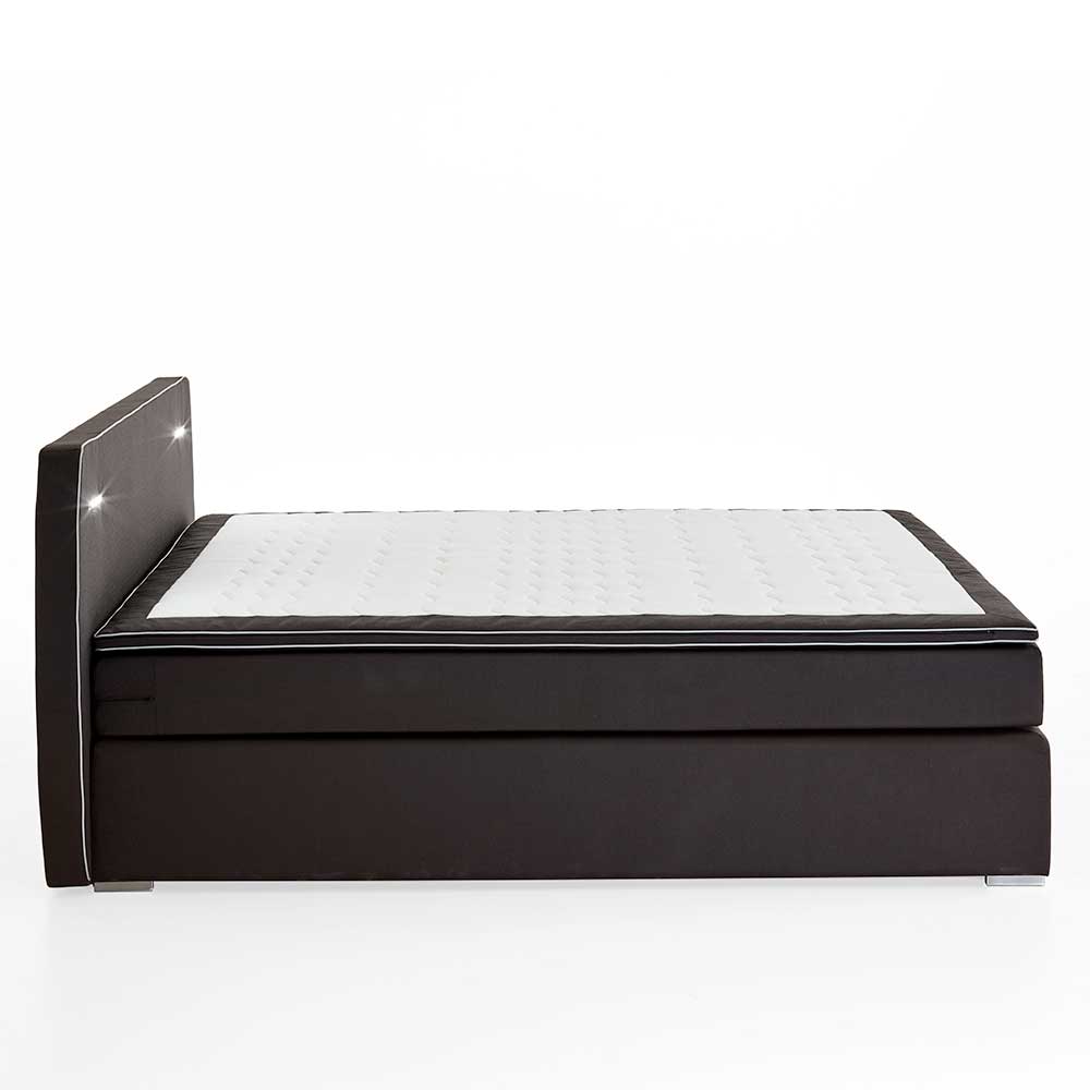 Schwarzes Design-Boxspringbett mit LED - Lubema