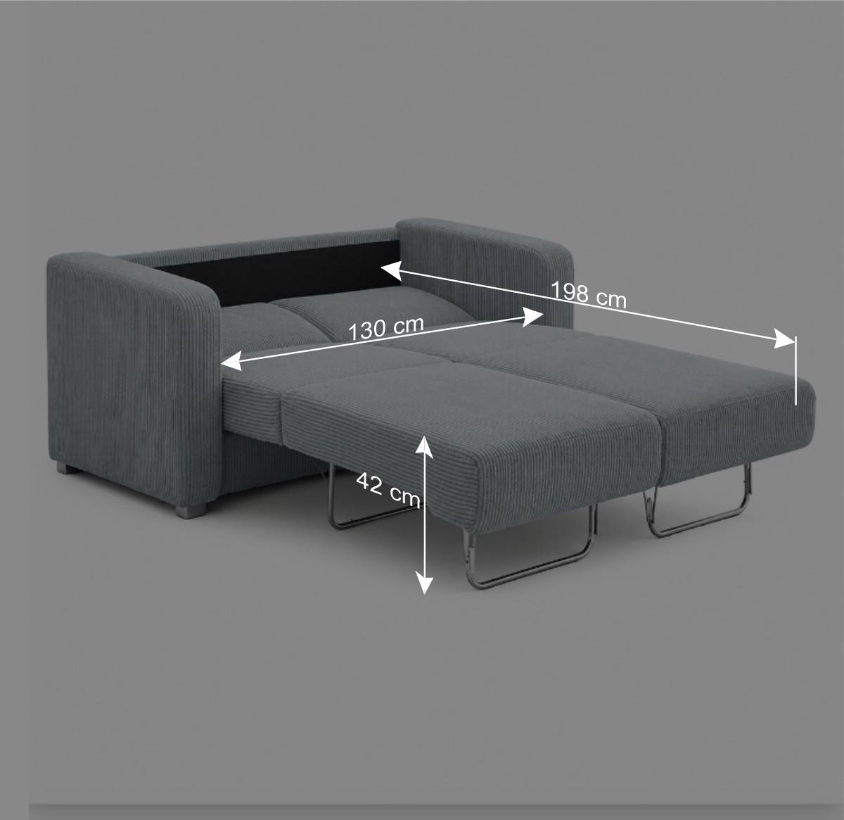 Cord Schlafsofa in Hellblau - Zora