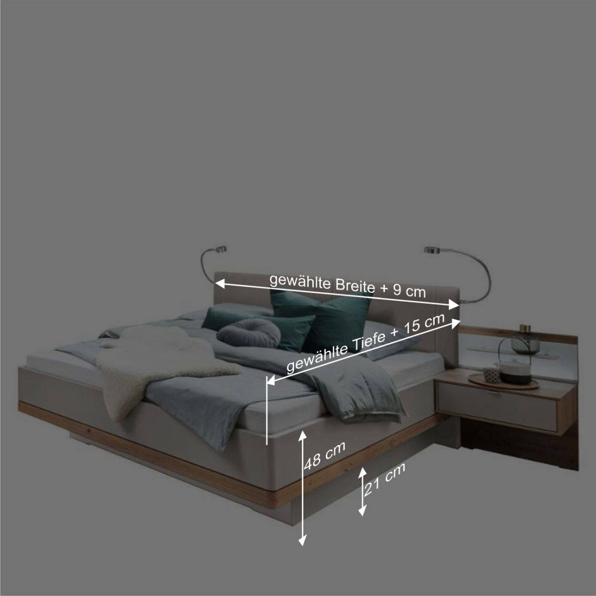 Designer Doppelbett & Nachttische - Crascanu (dreiteilig)